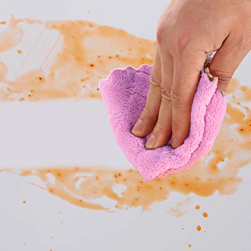 kimteny Cleaning Cloths Kitchen Towels Microfiber Washcloths Lint Free Dish Cloth Reusable Dishtowels Household Super Absorbent Fast Drying, 10"x10", Pack of 5 (Purple-Grey) - color: Purple-grey
