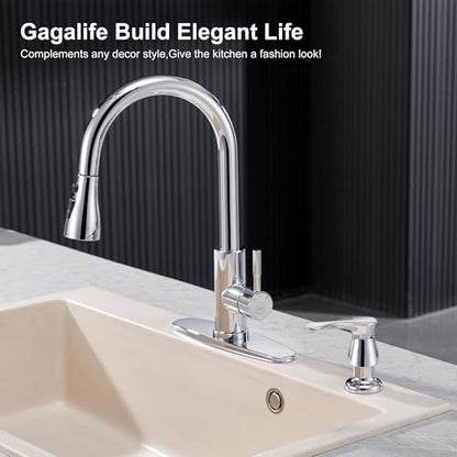 GAGALIFE Kitchen Sink Soap Dispenser Chrome, Under Sink Soap Dispenser with 40" Silicone Extension Tube, Say Goodbye to Frequent Refills - color: Chrome, size: with Hose