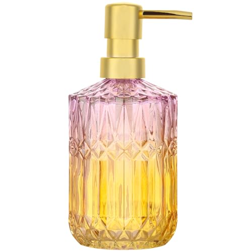 YunNasi Soap Dispenser with Pump, Refillable Liquid Hand Soap Dish Soap Dispensers for Bathroom Counter, Kitchen Sink (PurpleOrange) - color: Purpleorange