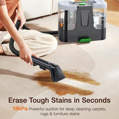 Portable Carpet & Upholstery Cleaner, 18Kpa Carpet Cleaner Machine for Deep Stain Removal, Spot Cleaner for Pet Accidents, Area Rugs, Stairs, Car Upholstery & Couches, Includes Tools & Self-Cleaning - color: Arctic White