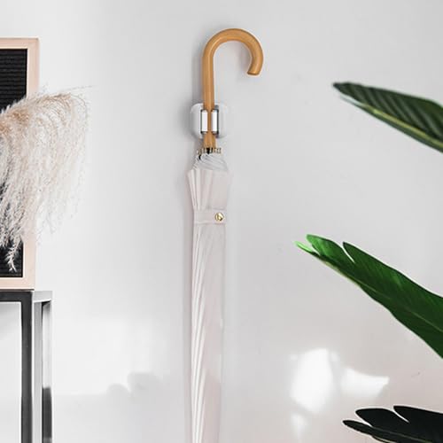 2-Piece Wall-Mounted Mop and Broom Holder with Self-Adhesive Tool Clips for Home Organization - color: White