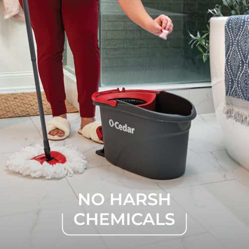 O-Cedar EasyWring Microfiber Spin Mop & Bucket Floor Cleaning System + 2 Extra Mop Head Replacements with Lavender Pac (Variety Pack) - size: EW + 2 Refills W/Lavender PACS