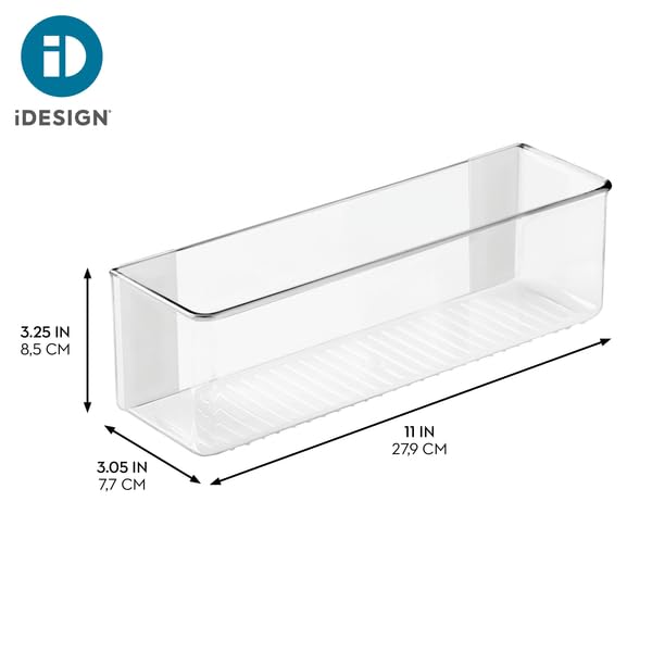 iDesign Adhesive Organizer Bin, Clear | Damage-Free Hanging, For Kitchen, Bathroom, or Office - style: Pack of 1