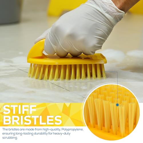 KLEEN HANDLER Iron Handle Scrub Brush for Household & Commercial Cleaning for Shower, Bathroom, Sink, Kitchen, Bathtub, Floor Scrubbing, 1 Pc - Yellow - style: Pack of 1