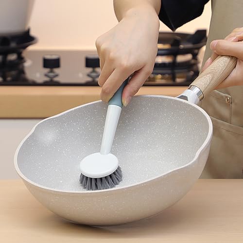 Patelai 12 Pack Kitchen Scrub Dish Brush with Long Handle Dish Scrubber with Stiff Bristles Scrub Brushes for Kitchen Dishes Washing Tools, Pots, Pans and Sink Cleaning (Multicolor) - color: Multicolor