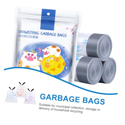 Thickened Kitchen Trash Bags with Drawstring 69pcs 50x55cm Portable Garbage Bags for Home Use Compatible with Bin Diameter ≤37cm