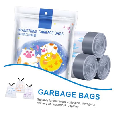 Thickened Kitchen Trash Bags with Drawstring 69pcs 50x55cm Portable Garbage Bags for Home Use Compatible with Bin Diameter ≤37cm