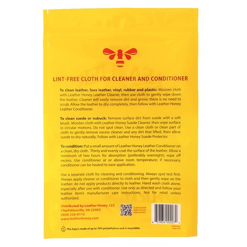 Leather Honey Lint-Free Application Cloth: Microfiber Cloth for Use with Leather Conditioner and Cleaner. Made in The USA Since 1968 (Pack of 2) - size: Small (Pack of 2)