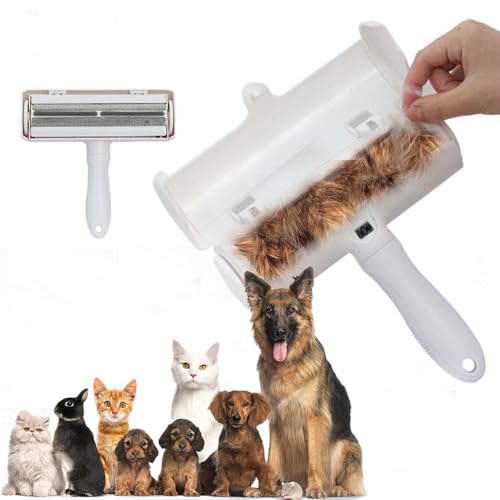Pet Hair Remover Tool, Reusable Lint Roller Brush for Cat and Dog Hair and Fur Remover from Sofa, Couch, Furniture, Carpet, Bedding, Clothes and Car Seat. Waterproof, Portable and Easy to Clean-White - color: White
