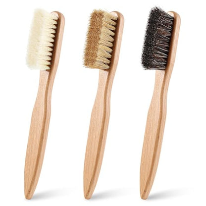 3 Pcs Wood Laundry Stain Brush Stain Remover Brushes with Boar Bristle Small Stain Brush for Clothes for Scrubbing Stains from Furniture Fabric Leather(3 Pcs C) - style: 3 Pcs C