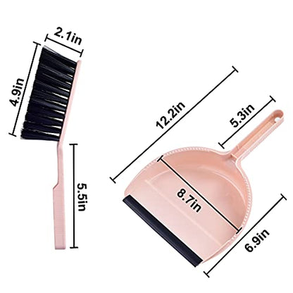 Small Mini Broom & Pink Dustpan Set for Home Kitchen Office Car