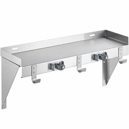 Stainless Steel Wall-Mounted Utility Shelf with Mop & Broom Holders, Cleaning Tool Organizer with Rag Hooks, Multiple Sizes (24 Inch) - size: 24 Inch