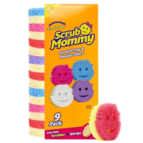 Scrub Daddy Scrub Mommy Kitchen Sponges for Dishes & Wiping Spills - Dual-Sided Dish Scrubber Sponge for Cleaning - Multi-Colored Bulk Pack - Stain & Odor Resistant (9 Count) - size: 9 Count (Pack of 1), style: Exclusive Scrub Mommy