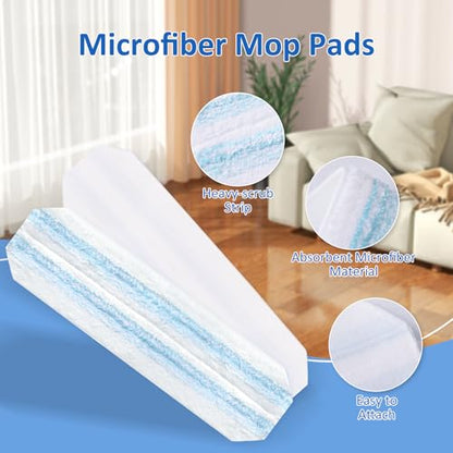 4 Pack Mop Replacement Pads: Compatible with O Ceda H2prO Flat Mop System, Microfiber Mo p Head Replacements, Flat Floor Mop, Washable & Reusable Pad Refills