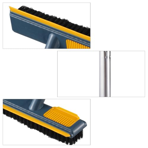 Levemolo Long Handle Telescopic Floor Scrub Brush with Stiff Bristles 2-in-1 Scraper and Cleaning Brush for Bathroom and Kitchen Tiles, Blue Hard Bristle Household Floor Cleaner