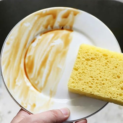 1 Pack Cellulose Sponge Kitchen Sponge for Dish Cleaning, Soft Non Scratch Absorbent Cleaning Sponge Reusable Dishwashing Sponge Soft Scrub Pad for Kitchen Bathroom Household Daily Use (Yellow) - color: Yellow
