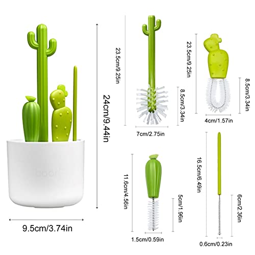 Bottle Cleaning Brush Set, Cartoon Cactus Baby Bottle Brush Kit, Cute Water Bottles with Straw Brush, Bottle Cleaner for Washing Narrow Neck Beer Bottles