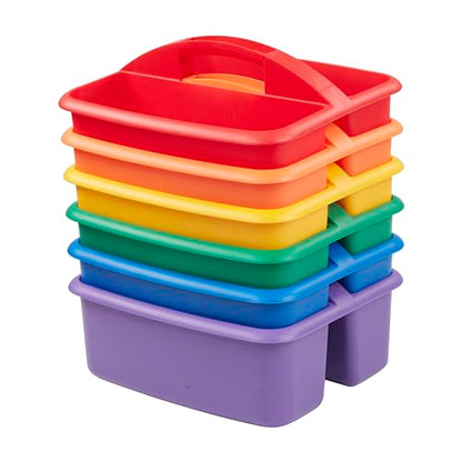 ECR4Kids 2-Compartment Large Plastic Caddy, Multipurpose Organization, Primary, 6-Pack - color: Primary