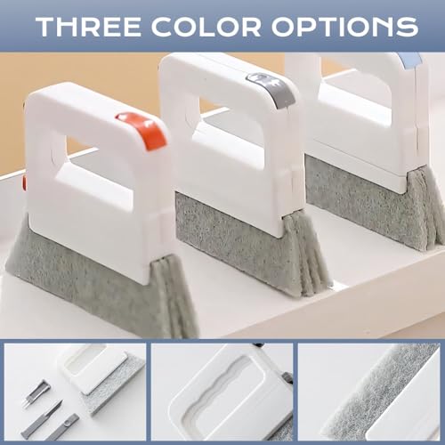 Magic Window Track Cleaner, 2 in 1 Groove Cleaning Brush, Window Groove Cleaning Brush Tools with Hard Bristle and Hidden Scraper, Crevice Brush for Sliding Door Track (Grey 3Pcs) - color: Grey 3pcs