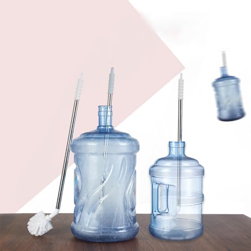 Stainless Steel Water Bucket Bottle Brush, Long Handle Scrubbing Brush, Suitable for Cleaning 1 to 5 Gallon Buckets, Bendable Replaceable Brush Head Bottle Cleaning Brush (17in Handle)