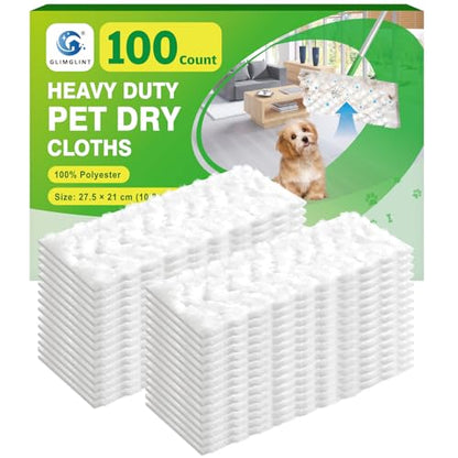 GLIMGLINT Heavy Duty Dry Sweeping Cloths Compatible with Swiffer Sweeper, Disposable Duster Mop Pads Refills for Floor Cleaning, Pet Hair, Dust and Dirt, Dry Cloths for Wood Floors, 100 Count - size: 100 Count