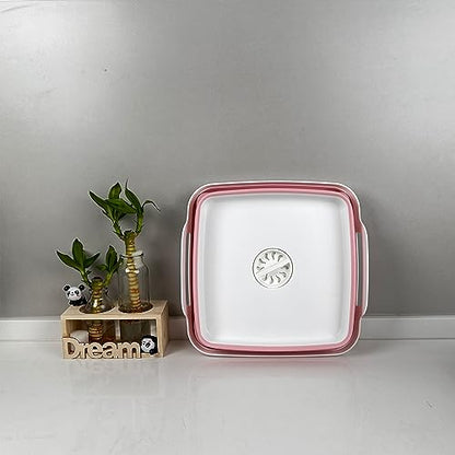 9L (2.4Gal Dish Basin Collapsible with Drain Plug Carry Handles , Space Saveing Kitchen Storage Tray Dish Wash Basin, Portable Dish Tub for Camping ,RV,Pink - color: Light Pink