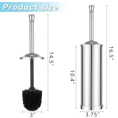 Chrome Toilet Brush and Holder,Toilet Bowl Brush with Long Handle for Bathroom,Toilet Cleaner Brush-Space,Saving,Covered Brush,Durable, Deep,Cleaning,Splash Resistant (Chrome) - color: Chrome