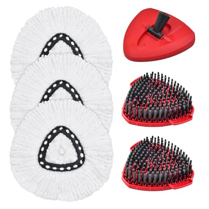 Mop Heads Replacements for Ocedar, Mop Replace Head for O Cedar EasyWring 1-Tank Spin Mop, 6 Mop Heads Include 3 Microfiber Mop Refills, 2 Upgrade Scrubber Mop Head, 1 Mop Base for O-Cedar Mop - size: for ocedar easywring 1-tank