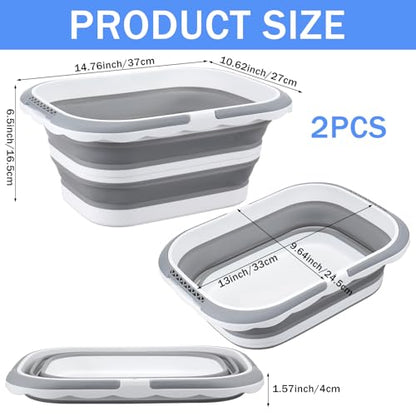 2 Pack Ice Buckets for Parties, Foldable Beverage Tub, Collapsible Ice Bucket for Wine Beer Champagne, Large Beer Ice Buckets Drink Cooler, Space Saving Ice Storage Tub Ice Cube Bin (8.5L*2) - color: Wave