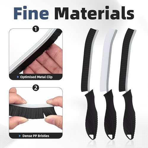 FOOGWEE Hard Bristle Crevice Cleaning Brush - Cleaning Supplies - Grout Cleaning Brushes for Household Use - Crevice Cleaning Tool for Bathroom, Home and Kitchen (5, Black) - color: Black
