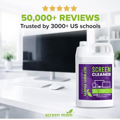 Screen Mom Screen Cleaner Refill with Dispensing Tap, 1-Gallon for Screen Cleaner Spray and Wipe for TV, Computer, Phone, iPad, Car Screen Cleaning Kit Electronic Cleaner Spray - size: 128 Fl Oz (Pack of 1)