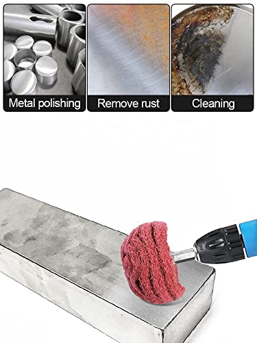 5PCS Non Woven Abrasive Buffing Wheels Polishing Wheel Drill Attachment Set, 2 Inch Scouring Pads Abrasive Mushroom Wheel Polishing Wheel with 1/4" Shank for Polishing Scrubbing and Cleaning Surface