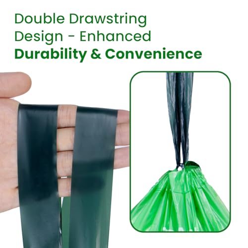 3 Gallon Compostable Trash Bags Drawstring, Heavy Duty Extra Thick 0.9 Mil, 45 Bags, Fits 2.6, 3, 4, 5 Gallon Countertop Bin Kitchen Food Scrap Waste Bag, ASTM D6400 - size: 3 Gallon