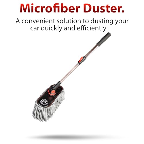 Adam's Polishes Microfiber Duster – Exterior Soft Premium Large Car Duster Kit Extendable Handle with Long Pole, Safe On Paint & Removes Dust, Pollen, Dirt, Cotton, Hair & More