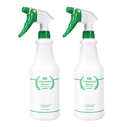 Plastic Spray Bottle 2 Pack, 32 Oz, All-Purpose Heavy Duty Spraying Bottles Leak Proof Mist Empty Water Sprayer for Cleaning Solution, Essential Oils, Hair, Planting with Adjustable Nozzle - Green - color: Green