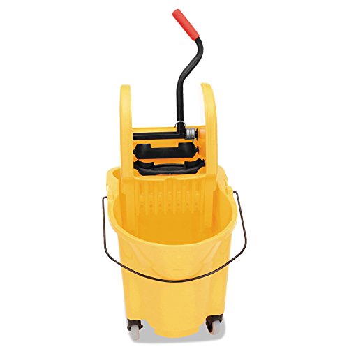 Rubbermaid Commercial Products WaveBrake 35 QT Down-Press Mop Bucket and Wringer Combo on Wheels, Yellow, for Professional/Industrial Heavy-Duty Floor Cleaning - color: Yellow
