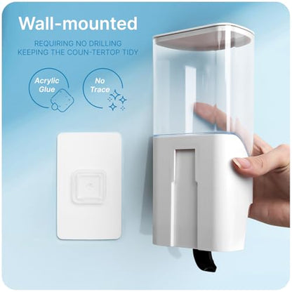 Umimile Mouthwash Dispenser for Bathroom, Plastic Mouthwash Dispenser Wall Mounted, 30.4oz(900ml) Mouthwash Container with 10Pcs Reusable Cups,White