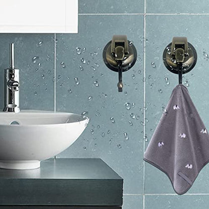 Heavy Duty Vacuum Suction Shower Hooks - Glass Suction Cup Bathroom Robe Hooks, Reusable, No Hole Punched - Bronze, 4 Pack - color: Bronze, size: 4 Pack