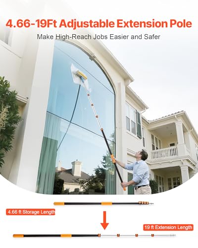 VEVOR Telescopic Extension Pole, 4.66-19 FT Multi-Purpose Extendable Pole, Sturdy Aluminum Alloy Paint Pole Extension with Flip-Lock Design, High Reach Roller Stick for Painting, Dusting and Cleaning - style: 5-19 FT