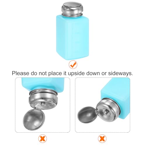 HARFINGTON 2pcs Solvent Alcohol Dispenser 200ml(6.7oz) Push Down Liquid Dispenser Pump Bottle with Sealing Stainless Steel Lid for Acetone Cleanser Polish Remover, Blue - color: Blue, size: 200ml 6.7oz