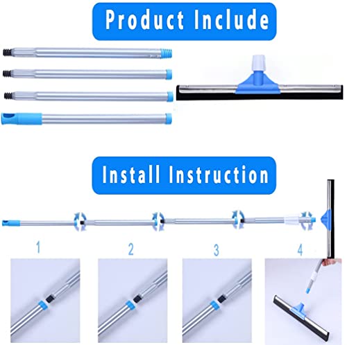 YONILL Floor Squeegee for Concrete Floor - 50" Squeegee Broom with Long Handle for Tile Floor, Heavy Duty Foam Floor Water Wiper for Garage, Shower, Kitchen, Windows, Glass, Carpet and Pet Hair