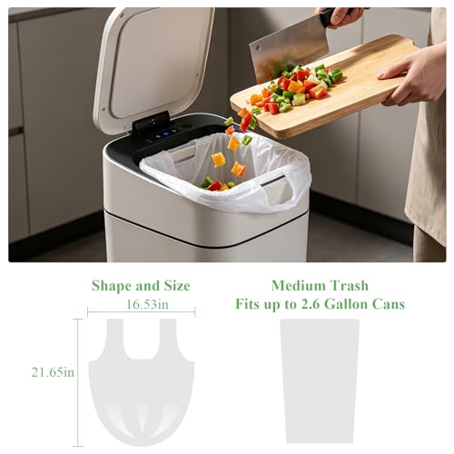 2.6 Gallon Small Trash Bags with Handles, White Bathroom Mini Garbage Bags, 100 Count Biodegradable 10 Liter Unscented Tiny Wastebasket Liners for Car Office Kitchen, Strong Thick - color: 2.6 gallon White 100