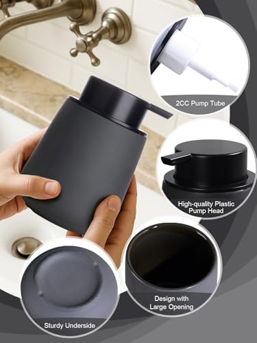 INGOFIN Ceramic Foaming Soap Dispenser - 12oz Foam Hand Soap Dispenser Bathroom, Ceramic Dish Soap Modern Dispenser with Pump for Kitchen, Matte Grey - color: Matte Grey-foam