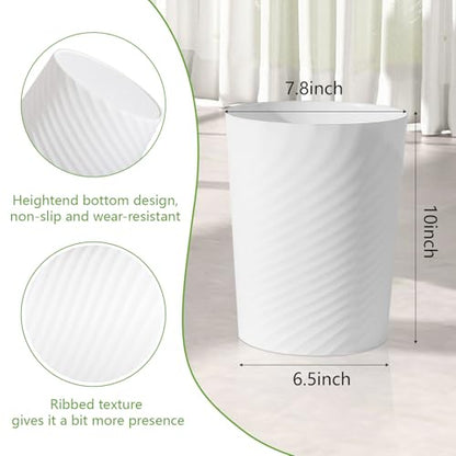 UUJOLY Bathroom Small Trash Can with Trash Bag Plastic Garbage Can Round Waste Basket for Bathrooms, Laundry Room, Kitchens, Offices, Kids Rooms, Dorms, 1.8 Gallons, 3 Pack (White) - color: White
