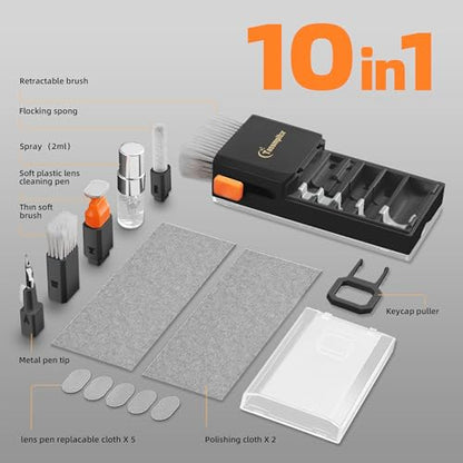 Keyboard Cleaning Kit Keyboard Cleaner, All in One Computer Screen and Laptop Cleaner, Compact Portable Electronic Laptop Cleaning Kit with Soft Brush and Spray for MacBook iPad iPhone Earbud, Black - color: Black