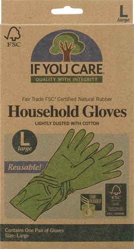 If You Care Latex Gloves,Large – – For Gardening,Dishwashing,Cleaning Kitchen and Bathroom-– 100% Cotton Lined,Reusable for Women and Men,Green,(Pack of 2) - size: 1 Count (Pack of 2)