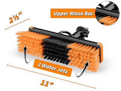 5-18 ft Water Fed Pole Window Cleaning System // Professional Telescopic Solar Panel Cleaning Equipment // Water Fed Brush with Upper Rinse Bar, 10" Squeegee, Water Filter, Soap Dispenser & Water Hose - size: 18 feet
