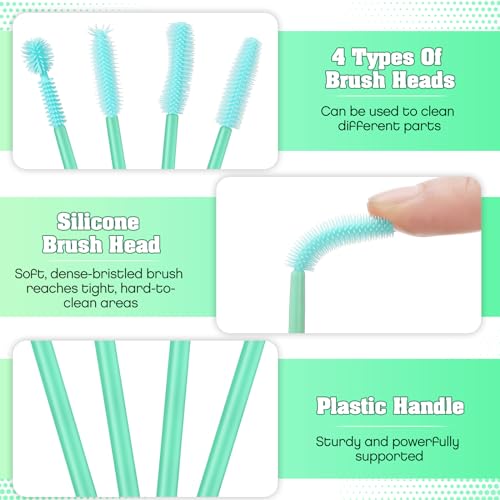 20 Pcs Nook and Cranny Sewing Machine Cleaning Brushes for Quilting Supplies Reusable Silicone Dense Bristles Cleaning Brushes for Sewing Machine Internal and Spool Area(Mint Green) - color: Mint Green