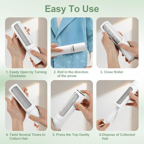 Pet Hair Remover Tool - Reusable Lint Roller Lint Brush for Cat & Dog Hair on Furniture, Clothes, Couches, Car Seats, and Fabric - No Refills, Eco-Friendly and Portable (White) - color: White