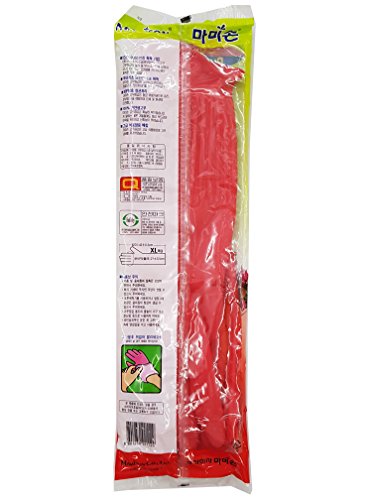 MAMISON Quality Kitchen Rubber Gloves (1 Pairs, X-Large), Cleaning, Washing, Non-Slip Reusable Natural Latex Gloves, House Hold. Korean Kitchen - size: X-Large